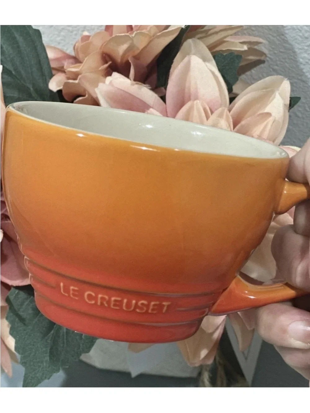 Le Creuset Flame 1.3L Classic Teapot & 2x400ml Cappuccino Mugs Seconds- NEW